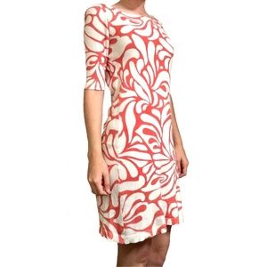 J. Crew Off-White & Coral Knit Dress Size S